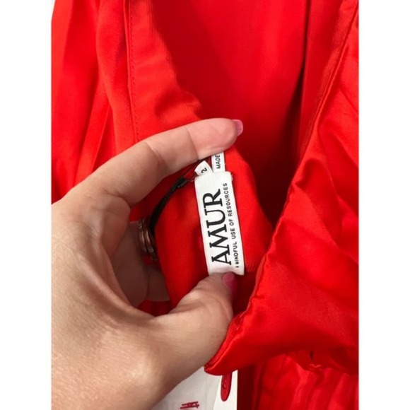 NWT Amur Amiri Halter Pleated Fit and Flare Red Low Back Mini Dress - Picture 6 of 8